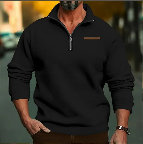 Warm Full Sleeve Inner Fleece Half Zip Unisex Sweatshirt
